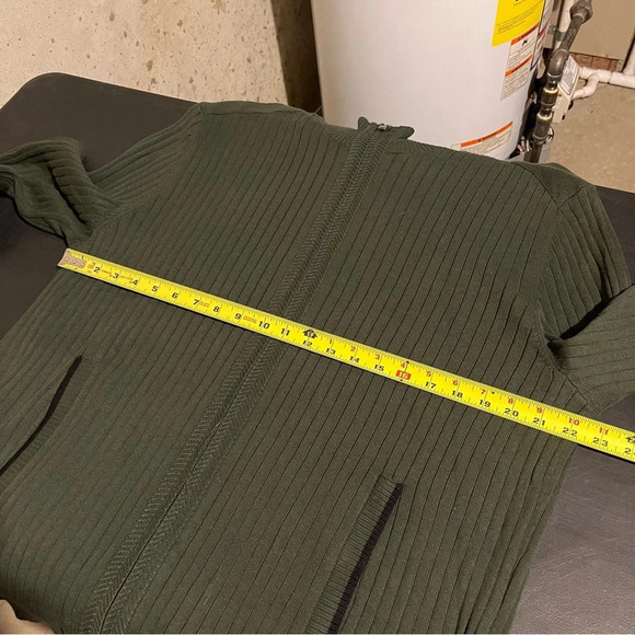 NWT ALFANI Men's Full Zip Up Ribbed Nordic Forest Green Sweater Cardigan Size XL - Picture 6 of 7